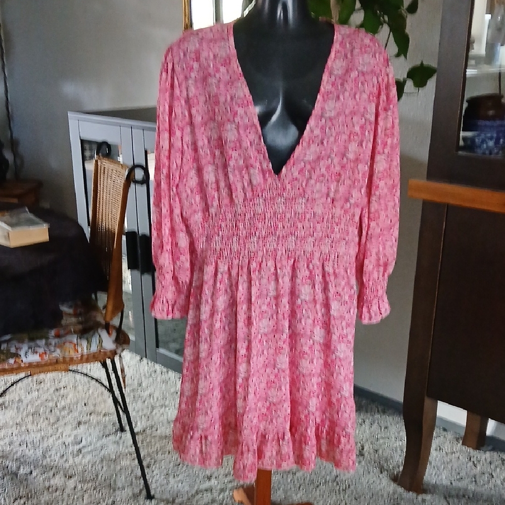 NWOT, Floral Pink Long Sleeve Dress